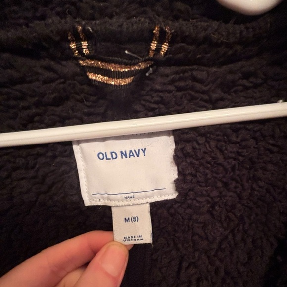 Old Navy black girls sz 8 (Med) Hooded Sweater Fleece Toggle Coat, great cndtn! - Picture 11 of 11